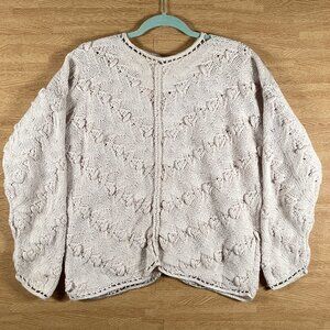 Vintage Jennifer Reed Chunky Hand Knitted Raimie Cotton Sweater Womens M Petite